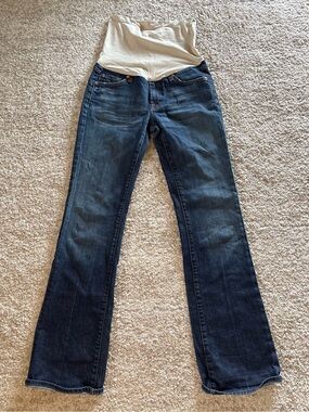 A Pea in the Pod Seven Dark Blue Denim Maternity Flare Jeans with